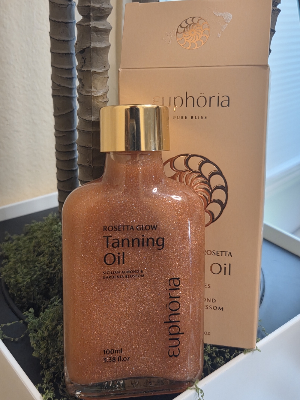 Euphoria Pure Bliss Rosetta Glow Tanning Oil Pink Sparkles 100ml 3.38 oz New